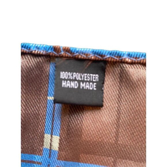 Plaid pocket square adjustable bow tie blue white plaid polyester - Picture 4 of 8